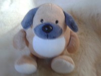 Petit chien or et blanc cousu main, chiot cousu main à vendre,@créArt